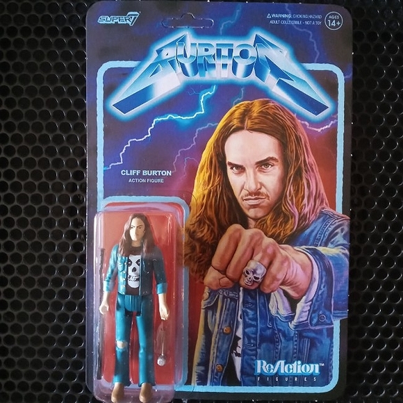 UNPUNCHED) Metallica Cliff Burton Cliff 'Em All 3 3/4-Inch ReAction Figure 84004